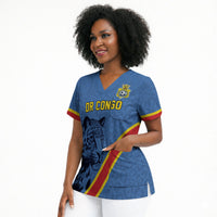 Custom DR Congo Football Scrub Top Leopard Pride Heritage Edition
