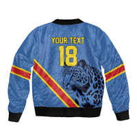 Custom DR Congo Football Sleeve Zip Bomber Jacket Leopard Pride Heritage Edition