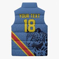 Custom DR Congo Football Sleeveless Puffer Jacket Leopard Pride Heritage Edition