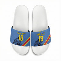 Custom DR Congo Football Slide Sandals Leopard Pride Heritage Edition