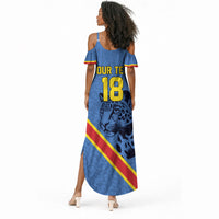 Custom DR Congo Football Summer Maxi Dress Leopard Pride Heritage Edition