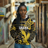 Custom Ghana Football Hoodie Golden Black Star Eagle Heritage