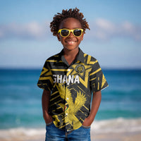 Custom Ghana Football Kid Hawaiian Shirt Golden Black Star Eagle Heritage