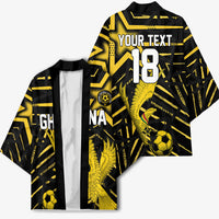 Custom Ghana Football Kimono Golden Black Star Eagle Heritage