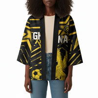 Custom Ghana Football Kimono Golden Black Star Eagle Heritage