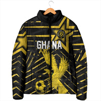 Custom Ghana Football Padded Jacket Golden Black Star Eagle Heritage