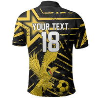 Custom Ghana Football Polo Shirt Golden Black Star Eagle Heritage