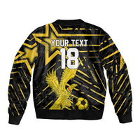 Custom Ghana Football Sleeve Zip Bomber Jacket Golden Black Star Eagle Heritage
