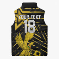 Custom Ghana Football Sleeveless Puffer Jacket Golden Black Star Eagle Heritage