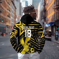 Custom Ghana Football Zip Hoodie Golden Black Star Eagle Heritage