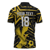 Custom Ghana Football Zipper Polo Shirt Golden Black Star Eagle Heritage