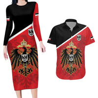 German Empire 1871-1918 Couples Matching Long Sleeve Bodycon Dress and Hawaiian Shirt Flag Color Inspiration - Wonder Print Shop