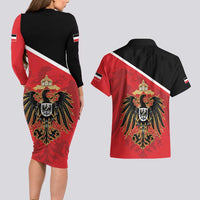 German Empire 1871-1918 Couples Matching Long Sleeve Bodycon Dress and Hawaiian Shirt Flag Color Inspiration - Wonder Print Shop