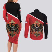 German Empire 1871-1918 Couples Matching Long Sleeve Bodycon Dress and Long Sleeve Button Shirt Flag Color Inspiration - Wonder Print Shop
