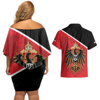 German Empire 1871-1918 Couples Matching Off Shoulder Short Dress and Hawaiian Shirt Flag Color Inspiration - Wonder Print Shop