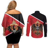German Empire 1871-1918 Couples Matching Off Shoulder Short Dress and Long Sleeve Button Shirt Flag Color Inspiration - Wonder Print Shop