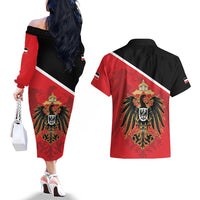 German Empire 1871-1918 Couples Matching Off The Shoulder Long Sleeve Dress and Hawaiian Shirt Flag Color Inspiration - Wonder Print Shop