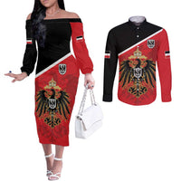 German Empire 1871-1918 Couples Matching Off The Shoulder Long Sleeve Dress and Long Sleeve Button Shirt Flag Color Inspiration - Wonder Print Shop