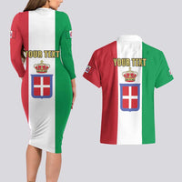 Personalized Italian Empire 1882-1960 Couples Matching Long Sleeve Bodycon Dress and Hawaiian Shirt Flag Color Inspiration - Wonder Print Shop