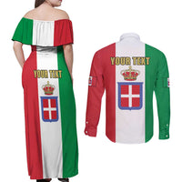 Personalized Italian Empire 1882-1960 Couples Matching Off Shoulder Maxi Dress and Long Sleeve Button Shirt Flag Color Inspiration - Wonder Print Shop