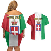 Personalized Italian Empire 1882-1960 Couples Matching Off Shoulder Short Dress and Hawaiian Shirt Flag Color Inspiration - Wonder Print Shop