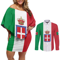 Personalized Italian Empire 1882-1960 Couples Matching Off Shoulder Short Dress and Long Sleeve Button Shirt Flag Color Inspiration - Wonder Print Shop