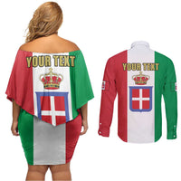 Personalized Italian Empire 1882-1960 Couples Matching Off Shoulder Short Dress and Long Sleeve Button Shirt Flag Color Inspiration - Wonder Print Shop