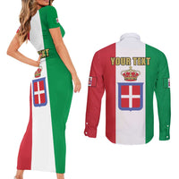 Personalized Italian Empire 1882-1960 Couples Matching Short Sleeve Bodycon Dress and Long Sleeve Button Shirt Flag Color Inspiration - Wonder Print Shop