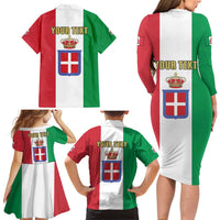Personalized Italian Empire 1882-1960 Family Matching Long Sleeve Bodycon Dress and Hawaiian Shirt Flag Color Inspiration - Wonder Print Shop