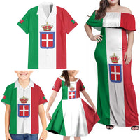 Personalized Italian Empire 1882-1960 Family Matching Off Shoulder Maxi Dress and Hawaiian Shirt Flag Color Inspiration - Wonder Print Shop
