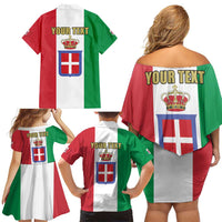 Personalized Italian Empire 1882-1960 Family Matching Off Shoulder Short Dress and Hawaiian Shirt Flag Color Inspiration - Wonder Print Shop