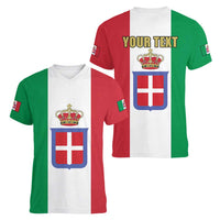 Personalized Italian Empire 1882-1960 Women V-Neck T-Shirt Flag Color Inspiration - Wonder Print Shop