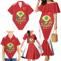 Personalized Ottoman Empire 1299-1922 Family Matching Mermaid Dress and Hawaiian Shirt Flag Color Inspiration - Wonder Print Shop