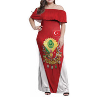 Personalized Ottoman Empire 1299-1922 Family Matching Off Shoulder Maxi Dress and Hawaiian Shirt Flag Color Inspiration - Wonder Print Shop