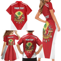 Personalized Ottoman Empire 1299-1922 Family Matching Short Sleeve Bodycon Dress and Hawaiian Shirt Flag Color Inspiration - Wonder Print Shop