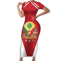 Personalized Ottoman Empire 1299-1922 Family Matching Short Sleeve Bodycon Dress and Hawaiian Shirt Flag Color Inspiration - Wonder Print Shop