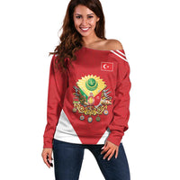 Personalized Ottoman Empire 1299-1922 Off Shoulder Sweater Flag Color Inspiration - Wonder Print Shop