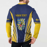 Personalized Swedish Empire 1611-1721 Button Sweatshirt Flag Color Inspiration - Wonder Print Shop