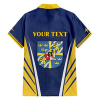 Personalized Swedish Empire 1611-1721 Family Matching Short Sleeve Bodycon Dress and Hawaiian Shirt Flag Color Inspiration - Wonder Print Shop
