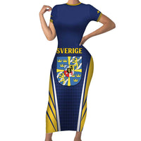 Personalized Swedish Empire 1611-1721 Family Matching Short Sleeve Bodycon Dress and Hawaiian Shirt Flag Color Inspiration - Wonder Print Shop