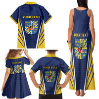 Personalized Swedish Empire 1611-1721 Family Matching Tank Maxi Dress and Hawaiian Shirt Flag Color Inspiration - Wonder Print Shop