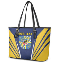 Personalized Swedish Empire 1611-1721 Leather Tote Bag Flag Color Inspiration - Wonder Print Shop
