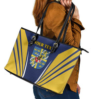 Personalized Swedish Empire 1611-1721 Leather Tote Bag Flag Color Inspiration - Wonder Print Shop