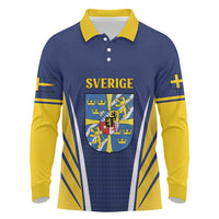 Personalized Swedish Empire 1611-1721 Long Sleeve Polo Shirt Flag Color Inspiration - Wonder Print Shop