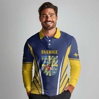 Personalized Swedish Empire 1611-1721 Long Sleeve Polo Shirt Flag Color Inspiration - Wonder Print Shop