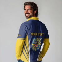 Personalized Swedish Empire 1611-1721 Long Sleeve Polo Shirt Flag Color Inspiration - Wonder Print Shop