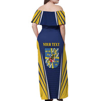 Personalized Swedish Empire 1611-1721 Off Shoulder Maxi Dress Flag Color Inspiration - Wonder Print Shop