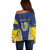 Personalized Swedish Empire 1611-1721 Off Shoulder Sweater Flag Color Inspiration - Wonder Print Shop