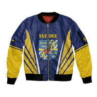 Personalized Swedish Empire 1611-1721 Sleeve Zip Bomber Jacket Flag Color Inspiration - Wonder Print Shop