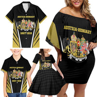 Personalized Austro-Hungarian Empire 1867-1918 Family Matching Off Shoulder Short Dress and Hawaiian Shirt Flag Color Inspiration - Wonder Print Shop